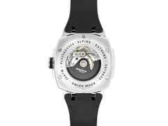 Alpina Alpiner Extreme Automatik Edelstahl 41mm schwarzes Zifferblatt schwarzes Kautschukband – Herrenuhren Uhr mit Datum aus Edelstahl. Das Gehäuse ist rund und silber. Das Kautschuk / Kunststoff / Silikon Armband ist schwarz. Das Zifferblatt ist ein Index in schwarz. – Ansicht 2