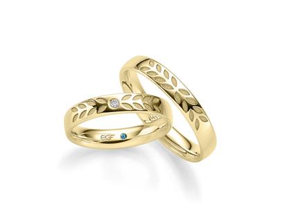 Eduard G. Fidel EGF  Trauringpaar Gelbgold 4,0mm gewölbt mit Brillant 0,020ct – Ringe Trauring mit Besatz aus 585 Gelbgold.