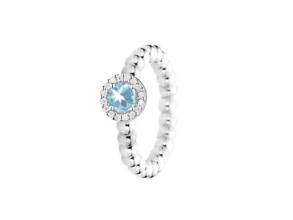 Capolavoro Espressivo Ring Weißgold mit blauem Topas und Brillanten 0,060ct – Ringe Ring mit Besatz aus 750 Weißgold.