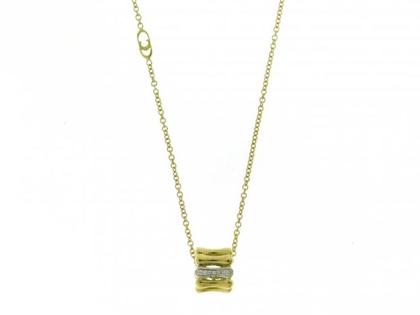 Chimento Bamboo Over Collier Gelbgold gleichlaufend mit Brillanten 0,066ct – Halsschmuck Kette mit Anhänger aus 750 Gelbgold, 750 Weißgold und und .