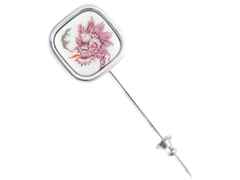 Meissen Reversnadel "Ming-Drache Purpur" Silber – Ansteckschmuck Nadel aus 925 Silber, Porzellan und und .