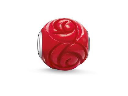 Thomas Sabo Karma K0038 Bead Silber Rote Rose – Anhänger Anhänger ohne Besatz aus 925 Silber.