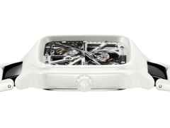 Rado True Square Open Heart Diamonds Automatik Keramik 38mm weißes Zifferblatt weißes Keramikband limitiert – Herrenuhren Uhr ohne Datum aus Keramik und Titan. Das Gehäuse ist quadratisch und weiß. Das Keramikarmband ist weiß. Das Zifferblatt ist skelettiert und weiß. – Ansicht 3