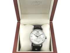 Bruno Söhnle Glashütte Pesaro I Quarz Edelstahl 43mm silbernes Zifferblatt Lederband 17-13073-241 Full Set Occasion – Herrenuhren Uhr mit Datum aus Edelstahl. Das Gehäuse ist rund und silber. Das Lederarmband ist braun. Das Zifferblatt ist ein Index in silber. – Ansicht 3