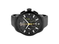 Union Glashütte Belisar Chronograph Sport Automatik Edelstahl PVD-Schwarz 43mm schwarzes Zifferblatt schwarzes Kautschukband D002.627.16.207.00 Full Set Occasion Refurbished – Herrenuhren Chronograph aus Carbon, Edelstahl und PVD beschichtet. Das Gehäuse ist rund und schwarz. Das Kautschuk / Kunststoff / Silikon Armband ist schwarz. Das Zifferblatt ist arabisch Index und schwarz.