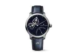 Maurice Lacroix Masterpiece Embrace Automatik Edelstahl 40mm blaues Zifferblatt blaues Lederband – Damenuhren Uhr mit Datum aus Edelstahl. Das Gehäuse ist rund und silber. Das Lederarmband Kroko / Alligator ist blau. Das Zifferblatt ist ein Index in blau.