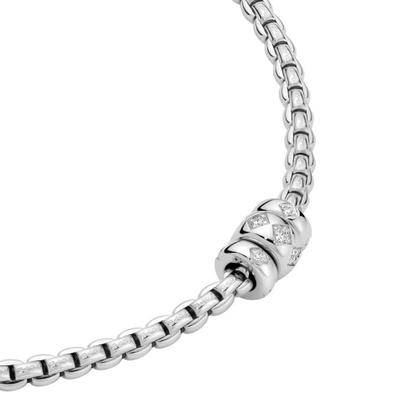 Fope Eka Tiny Collier Weißgold 43cm mit 3 Weißgold-Ronden und Brillanten 0,18ct – Halsschmuck Collier aus 750 Weißgold. – Ansicht 2