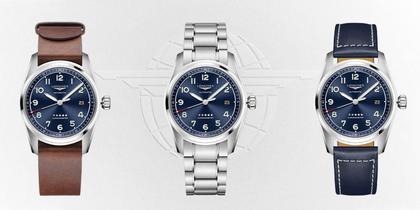 Longines Spirit Prestige Edition Automatik Edelstahl 40mm blaues Zifferblatt Metallband und Lederband – Herrenuhren Uhr mit Datum aus Edelstahl. Das Gehäuse ist rund und silber. Das Edelstahlarmband ist silber. Das Zifferblatt ist arabisch Index und blau. – Ansicht 3
