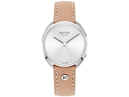 Bruno Söhnle Glashütte Salara Quarz Edelstahl silbefarben Lederband rosé – Damenuhren Uhr ohne Datum aus Edelstahl. Das Gehäuse ist rund und silber. Das Lederarmband ist rosa. Das Zifferblatt ist ohne Zeichen und silber.