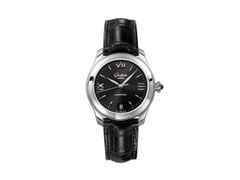 Glashütte Original Lady Serenade Automatik Edelstahl 36mm schwarzes Zifferblatt schwarzes Lederband – Damenuhren Uhr mit Datum aus Edelstahl. Das Gehäuse ist rund und silber. Das Lederarmband Kroko / Alligator ist schwarz. Das Zifferblatt ist römisch Index und schwarz.