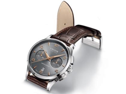 Union Glashütte Noramis Chronograph Sachsen Classic 2011 Limited Edition Automatik Edelstahl 42mm graues Zifferblatt braunes Lederband – Herrenuhren Chronograph aus Edelstahl. Das Armband ist ein Lederarmband. Der Zifferblatt ist arabisch Index.