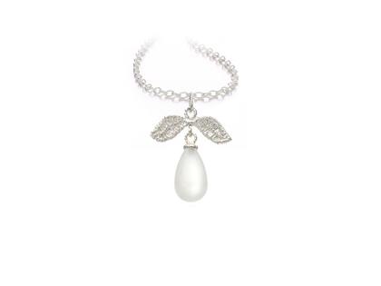 Brigitte Adolph Jewellery Design Wild Rose Drop Anhänger Silber mit weißer Perlmutt-Pampel – Anhänger Anhänger mit Besatz in silber und aus 925 Silber.