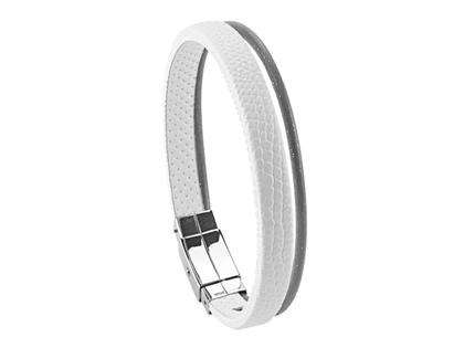 Wendestein/ Balance Band Armband Urban White Kalbsleder geprägt dunkelgrau – Armschmuck Armband aus Edelstahl, Kautschuk, Leder und und .