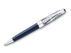 Montblanc The Origin Collection Doué Midsize Kugelschreiber dunkelblaues Edelharz platinumbeschichtet – Schreibgeräte Kugelschreiber in blau und aus Edelharz und platiniert.