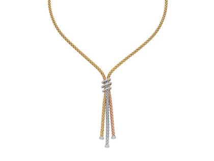 Fope Prima Collier Gelbgold und Weißgold 43cm mit Brillanten 0,490ct – Halsschmuck Collier aus 750 Gelbgold, 750 Rotgold, 750 Weißgold und und .