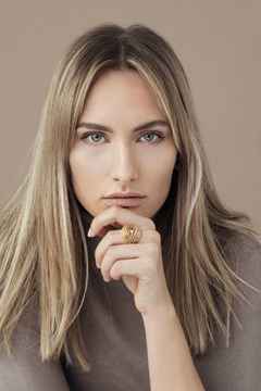 Cammilli Firenze Velaa Ring Orange Apricot Gold 8reihig mit Brillant 0,100ct – Ringe Ring mit Besatz aus 750 Gelbgold. – Ansicht 2