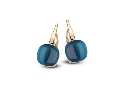 Bigli Mini Sweety "London Blue Lake" Ohrhänger Roségold Gr. M mit Brillanten 0,040ct – Ohrschmuck Ohrhänger aus 750 Rotgold.