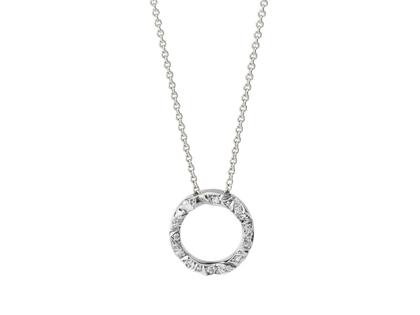 Schmuckwerk Alpen Halskette Weißgold mit Anhänger 20 Brillanten – Halsschmuck Kette mit Anhänger aus 750 Weißgold.