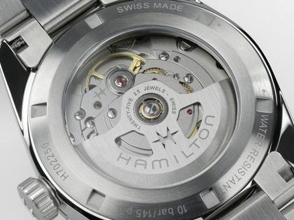 Hamilton Khaki Field Expedition Automatik Edelstahl 37mm schwarzes Zifferblatt Metallband – Herrenuhren Uhr ohne Datum aus Edelstahl. Das Gehäuse ist rund und silber. Das Edelstahlarmband ist silber. Das Zifferblatt ist arabisch und schwarz. – Ansicht 5
