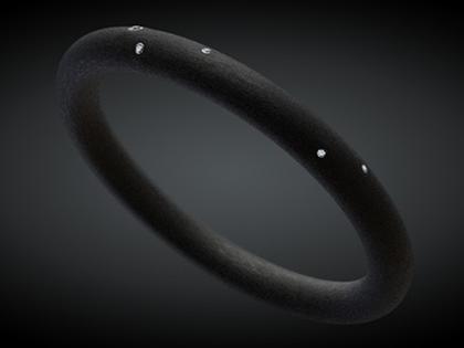 André Ribeiro Armreif Kautschuk mit Brillanten 0,08 – Armschmuck Armreif aus 750 Weißgold, Kautschuk und und .