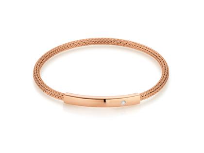 Jörg Heinz Infinity Flex-Armband "Solitär" Strumpfgeflecht Rotgold 16cm mit Brillant 0,040ct – Armschmuck Armband aus 750 Rotgold.