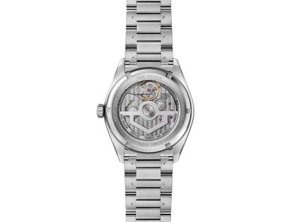 TAG Heuer Carrera Day-Date Automatik Edelstahl 41mm blaues Zifferblatt Metallband – Herrenuhren Uhr mit Datum aus Edelstahl. Das Gehäuse ist rund und silber. Das Edelstahlarmband ist silber. Das Zifferblatt ist ein Index in blau. – Ansicht 2