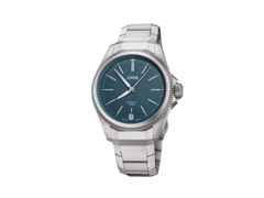 Oris Pro Pilot X Calibre 400 Automatik Titan 39mm blaues Zifferblatt Metallband – Herrenuhren Uhr mit Datum aus Titan. Das Gehäuse ist rund und silber. Das Titanarmband ist silber. Das Zifferblatt ist ein Index in blau.