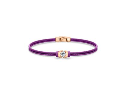 Schaffrath Colortaire Armband Leder (Purple Deep) und Roségold 2-reihig mit Brillant 0,400ct – Armschmuck Armband in lila und aus 750 Rotgold und Leder.