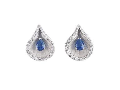 Cammilli Firenze Premiere Color Ohrstecker White Ice Gold mit blauen Saphiren und Brillanten 0,180ct – Ohrschmuck Ohrstecker aus 750 Weißgold.