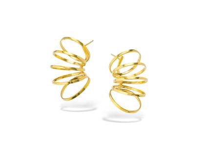 Theodora D Full Moon Eclipse Ohrhänger Silber vergoldet geschwungen – Ohrschmuck Ohrhänger in gelbgold und aus 750 Gelbgold und 950 Silber.