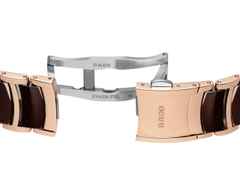 Rado Centrix Diamonds Automatik Edelstahl Roségold-PVD 35mm braunes Zifferblatt mit Brillanten Metallband – Damenuhren Uhr mit Datum aus Edelstahl, Keramik und PVD beschichtet. Das Gehäuse ist rund und roségold. Das Keramikarmband ist braun. Das Zifferblatt ist ein Index in braun. – Ansicht 5