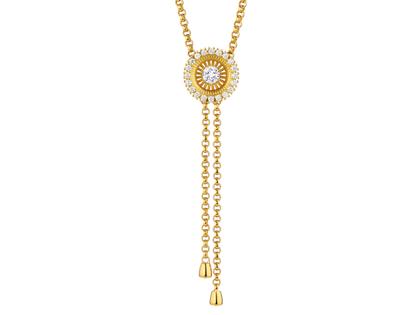 Jörg Heinz Swing Boho Y-Collier XL Gelbgold 80cm mit Brillanten 1,44ct – Halsschmuck Collier in gelbgold und aus 750 Gelbgold. – Ansicht 2