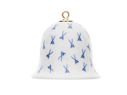 Meissen Baumschmuck Miniatur-Glocke "Gestreute Markenzeichen" blau aus Meissener Porzellan® – Porzellanwaren Porzellandekoration in weiß und aus Porzellan.