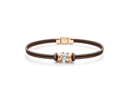 Schaffrath Colortaire Armband Leder (Espresso) und Roségold 2-reihig mit Diamant 1,00ct – Armschmuck Armband in braun und aus 750 Rotgold und Leder.