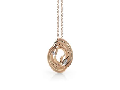 Cammilli Firenze Dune Electa Collier Orange Apricot Gold 45cm mit Brillanten 0,160ct – Halsschmuck Kette mit Anhänger aus 750 Gelbgold.