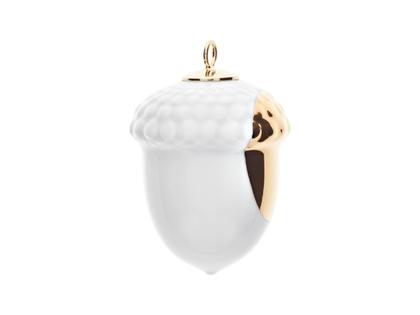 Meissen Baumschmuck Eichel "Goldpunkt" weißes Meissener Porzellan Gold staffiert 4,4cm – Porzellanwaren Porzellandekoration in weiß und aus Porzellan und vergoldet.