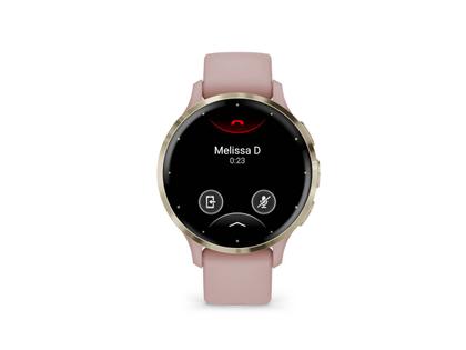 Garmin Venu 3S faserverstärktes Polymer Dust Rose 41mm altrosafarbenes Kautschukband – Herrenuhren Uhr Multifunktion aus Edelstahl, Kautschuk, Kunststoff und PVD beschichtet. Das Gehäuse ist rund und rosa. Das Kautschuk / Kunststoff / Silikon Armband ist rosa. Das Zifferblatt ist digital und schwarz. – Ansicht 2