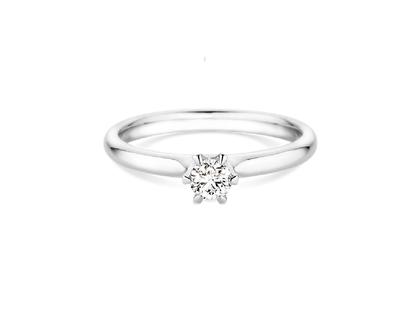 N1 Diamonds Verlobungsring 6er Krappe Weißgold mit Brillant 0,10ct – Ringe Ring mit Besatz aus 585 Weißgold.