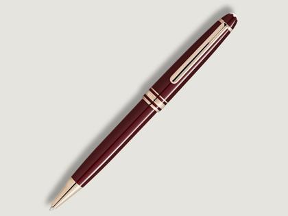 Montblanc Meisterstück Burgundy Red Classique Kugelschreiber rotes Edelharz vergoldet – Schreibgeräte Kugelschreiber in rot und aus Edelharz und vergoldet. – Ansicht 3