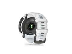 Garmin Instinct 2X Solar faserverstärktes Polymer steinweiß 50 mm Kautschukband steinweiß – Damenuhren Uhr Multifunktion aus Kautschuk und Kunststoff. Das Gehäuse ist rund und weiß. Das Kautschuk / Kunststoff / Silikon Armband ist weiß. Das Zifferblatt ist digital und schwarz. – Ansicht 4