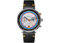 Sternglas Hamburg Chrono Quarz Edelstahl 42mm mehrfarbiges Zifferblatt schwarzes Lederband – Herrenuhren Chronograph aus Edelstahl, Leder und PVD beschichtet. Das Gehäuse ist rund und silber. Das Lederarmband ist schwarz. Das Zifferblatt ist arabisch Index und mehrfarbig.