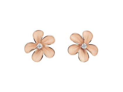 Cammilli Firenze Cherry Bloom Ohrstecker Orange Apricot mit Brillant 0,006ct – Ohrschmuck Ohrstecker aus 750 Rotgold.
