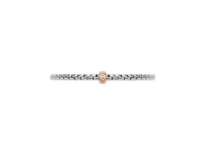 Fope Eka Tiny Flex'It Armband Weißgold mit 1 Roségold-Ronde und Brillanten 0,12ct flexibel – Armschmuck Armband aus 750 Rotgold, 750 Weißgold und und . – Ansicht 3