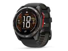 Garmin fenix 8 Pro 51mm MicroLED faserverstärktes Polymer Titan carbongrau beschichtet schwarzes Silikonband – Herrenuhren Uhr Multifunktion aus DLC beschichtet, Kautschuk und Titan. Das Gehäuse ist rund und schwarz. Das Kautschuk / Kunststoff / Silikon Armband ist schwarz. Das Zifferblatt ist digital und schwarz. – Ansicht 3