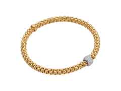Fope FlexIt Solo Armband  1 Ronde Brillanten Gelbgold – Armschmuck Armband aus 750 Gelbgold, 750 Weißgold und und .