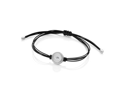 Schmuckwerk Glasklar Makramee-Armband schwarz Weißgold 9mm mit Brillanten 0,160ct – Armschmuck Armband aus 750 Weißgold.