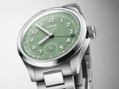 Oris Big Crown Pointer Date Calibre 403 Automatik Edelstahl 40mm grünes Zifferblatt Metallband – Herrenuhren Uhr mit Datum aus Edelstahl. Das Gehäuse ist rund und silber. Das Edelstahlarmband ist silber. Das Zifferblatt ist arabisch und grün. – Ansicht 2