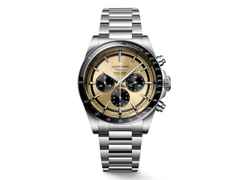 Longines Conquest Chronograph Automatik Edelstahl 42mm braunes Zifferblatt Metallband – Herrenuhren Chronograph aus Edelstahl und Keramik. Das Gehäuse ist rund und silber. Das Edelstahlarmband ist silber. Das Zifferblatt ist ein Index in braun.