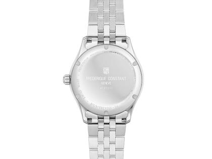 Frederique Constant Classics Automatik Edelstahl 39mm beiges Zifferblatt Metallband – Herrenuhren Uhr ohne Datum aus Edelstahl. Das Gehäuse ist rund und silber. Das Edelstahlarmband ist silber. Das Zifferblatt ist ein Index in beige. – Ansicht 2