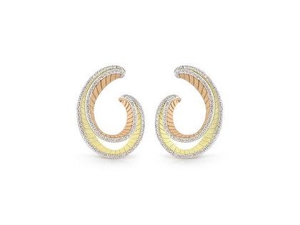 Cammilli Firenze Regina Ohrstecker Orange Apricot und Lemon Bamboo Gold mit Brillanten 0,530ct – Ohrschmuck Ohrstecker aus 750 Gelbgold.